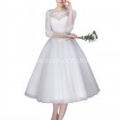 3/4 Sleeves Tea Length Vintage 1950's Wedding Dresses