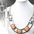 Silver and Peach Necklace Set