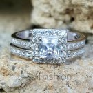 .925 Sterling Silver Wedding set size 4 CZ Engagement Ring Bridal Ladies New w57