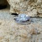 .925 Sterling Silver Wedding set size 4 CZ Engagement Ring Bridal Ladies New w57