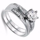 .925 Sterling Silver Wedding Set CZ Engagement Ring Ladies Bridal Size 5-10 New