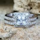 .925 Sterling Silver Wedding set size 8 CZ Engagement Ring Bridal Ladies New w57