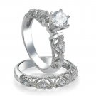 925 Sterling Silver Wedding Ring Set CZ Round Cut Engagement Size 8 New w35