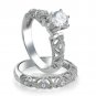 925 Sterling Silver Wedding Ring Set CZ Round Cut Engagement Size 8 New w35
