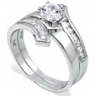 .925 Sterling Silver Wedding Set CZ Engagement Ring Ladies Bridal size 5-9 New