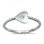 .925 Sterling Silver Ring size 6 CZ Heart Midi Ladies Knuckle Fashion New x67