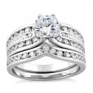 .925 Sterling Silver Wedding ring set size 6 CZ Engagement Bridal Ladies New w04