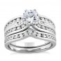 .925 Sterling Silver Wedding ring set size 6 CZ Engagement Bridal Ladies New w04