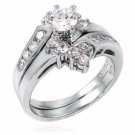 .925 Sterling Silver Wedding Ring set Size 6 CZ Engagement Bridal Ladies New w31