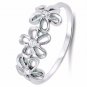 .925 Sterling Silver Ring CZ Flower Knuckle Thumb Midi Ladies Size 10 New x18