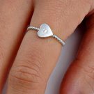 .925 Sterling Silver ring CZ Heart Midi Ladies size 4-10 Knuckle Thumb New x67