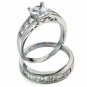 .925 Sterling Silver Wedding Ring Set CZ Princess Cut Engagement Size 4 New w88