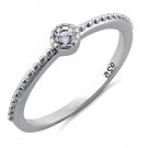 .925 Sterling Silver Ring size 4 CZ Kids Midi Solitaire Ladies Fashion New x56