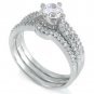 .925 Sterling Silver Wedding Set CZ Engagement Ring Ladies Bridal Size 8 New w06