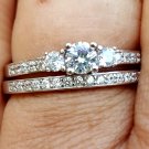 .925 Sterling Silver Wedding Set CZ Engagement Ring Ladies Bridal Size 11 New 01
