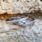 .925 Sterling Silver Wedding Set CZ Engagement Ring Ladies Bridal Size 11 New 01
