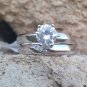 .925 Sterling Silver Wedding Set size 9 CZ Engagement Ring Bridal Ladies New w64