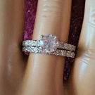 .925 Sterling Silver Wedding Ring Set CZ Round Cut Engagement size 5-10 New w11