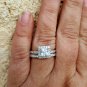 .925 Sterling Silver Wedding set size 7 CZ Engagement Ring Bridal Ladies New w57
