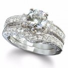 .925 Sterling Silver Wedding Set Size 8 CZ Round Cut Engagement Ring New w68