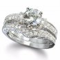 .925 Sterling Silver Wedding Set Size 8 CZ Round Cut Engagement Ring New w68