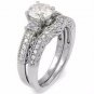.925 Sterling Silver Wedding Set Size 8 CZ Round Cut Engagement Ring New w68