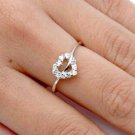 .925 Sterling Silver Ring Size 4 CZ Heart Engagement Promise Bridal Midi New x17