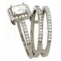 .925 Sterling Silver Wedding Ring Set CZ Princess Engagement Size 6.5 Bridal w74