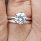 .925 Sterling Silver wedding set CZ Round cut Engagement Ring size 4-11 New