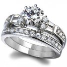 925 Sterling Silver Wedding Ring Set CZ Round Cut Engagement Size 6 New w07
