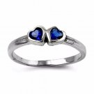 .925 Sterling Silver Ring Heart Kids Baby Midi Blue Sapphire Size 1 Ladies New