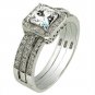 925 Sterling Silver Wedding Ring Set CZ Princess Cut Engagement Size 7.5 New w74