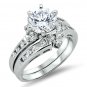 925 Sterling Silver Wedding Ring Set CZ Round Cut Engagement Size 6 New z42