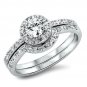 .925 Sterling Silver Wedding set size 5 Round cut Engagement Ring Bridal New w85