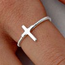 .925 Sterling Silver Ring size 10 Cross Christian Midi Thumb Ladies New q01