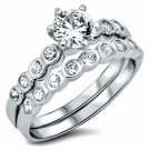 .925 Sterling Silver Wedding Set CZ Round Cut Engagement Ring Size 5-10 New z31