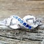 .925 Sterling Silver Ring size 4 CZ Infinity Midi Blue Sapphire Ladies New v46