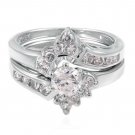 925 Sterling Silver Wedding Ring Set CZ Round Cut Engagement Size 9 New w31