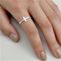 .925 Sterling Silver Ring size 3 Side Cross Christian New Womens Ladies p71