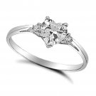 .925 Sterling Silver Ring size 6 CZ Heart Midi Clear White Bridal Ladies New x24