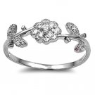 925 Sterling Silver Ring CZ Round Cut Celtic Flower Plumeria Size 5 New r14