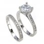 .925 Sterling Silver Wedding Ring Set CZ Round Cut Engagement Size 4 New w78