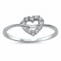 .925 Sterling Silver Ring Size 8 CZ Heart Engagement Promise Bridal Midi New x17