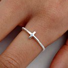 .925 Sterling Silver Ring size 7 Sideways Cross Christian Midi Ladies New p96
