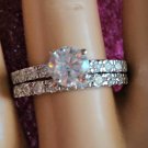 925 Sterling Silver Wedding Ring set size 10 Engagement CZ Bridal Ladies New w11