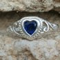 .925 Sterling Silver Ring size 4 Heart Baby Kids Blue Sapphire Midi Ladies New