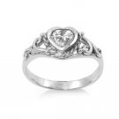 925 Sterling Silver Ring CZ Kids Heart Baby Girls Clear White Toe Size 2 New b76
