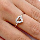 .925 Sterling Silver Ring Size 6 CZ Heart Engagement Promise Bridal Midi New x17