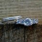 .925 Sterling Silver Wedding Ring Set CZ Engagement Bridal Ladies Size 8 New z47