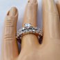 .925 Sterling Silver Wedding ring set size 8 CZ Engagement Bridal Ladies New z37